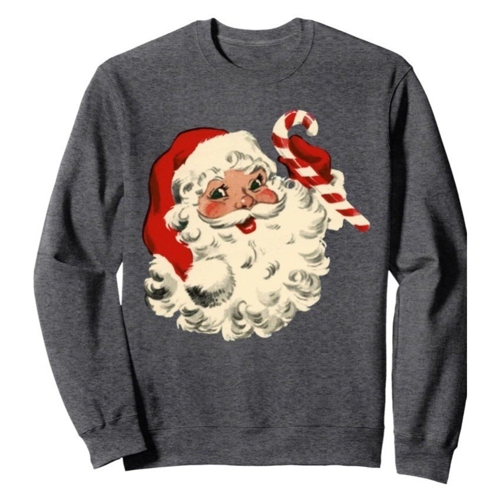Unbranded Sweatshirt Mens 2XL Gray Like New Retro Santa Graphic Pullover